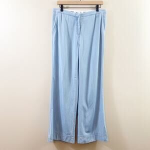 Diane Von Furstenberg Chambray Wide Leg Jeans
